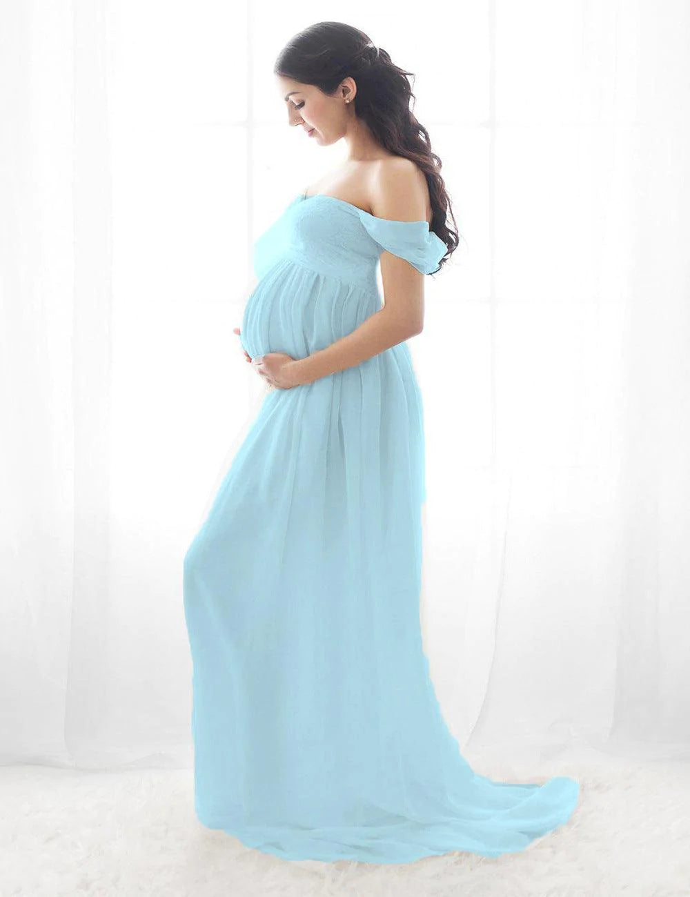 Maternity Photo Dress Front  Mopping Foor Long Skirt Dress - melvincucci