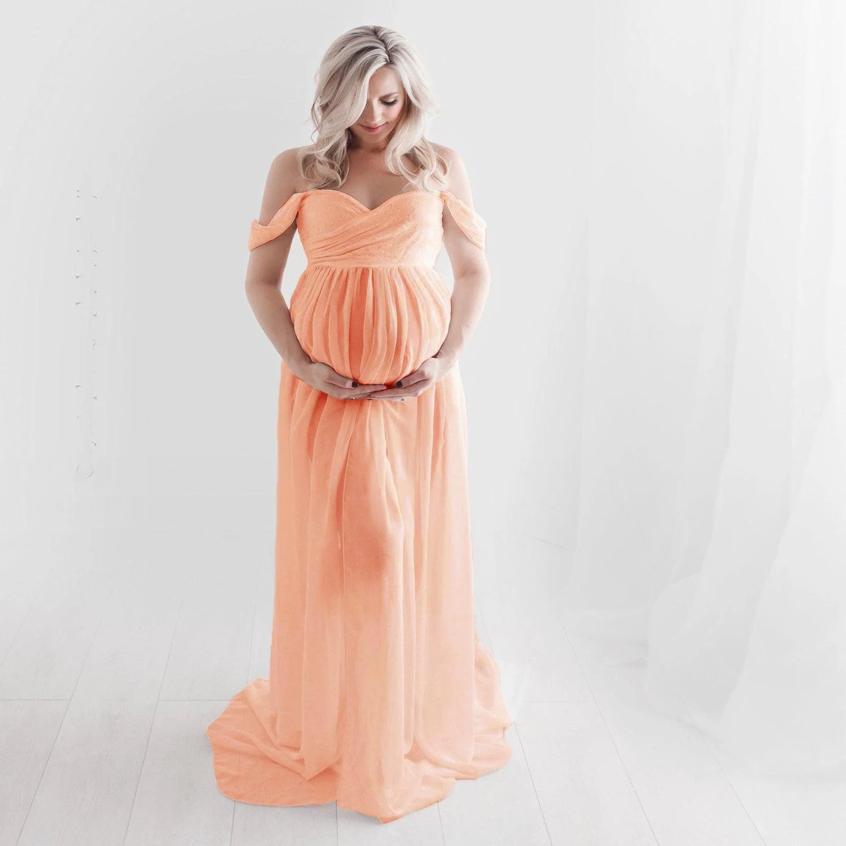 Maternity Photo Dress Front  Mopping Foor Long Skirt Dress - melvincucci