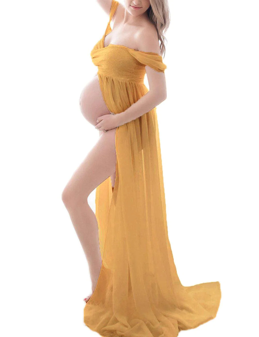 Maternity Photo Dress Front  Mopping Foor Long Skirt Dress - melvincucci