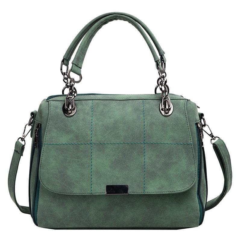 Matte Women  Scrub Female Shoulder Bags Large Capacity Matcha Green PU Leather Lady Totes Boston Bag for Travel Hand Bags - melvincucci