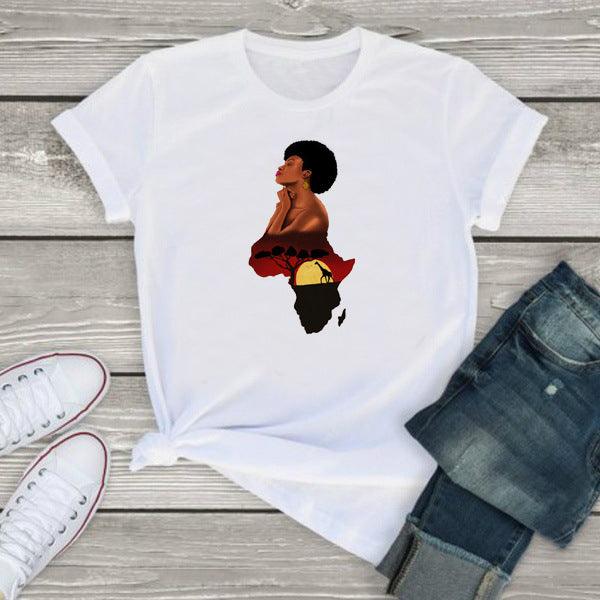 Melanin African Map T shirt African Girl - melvincucci