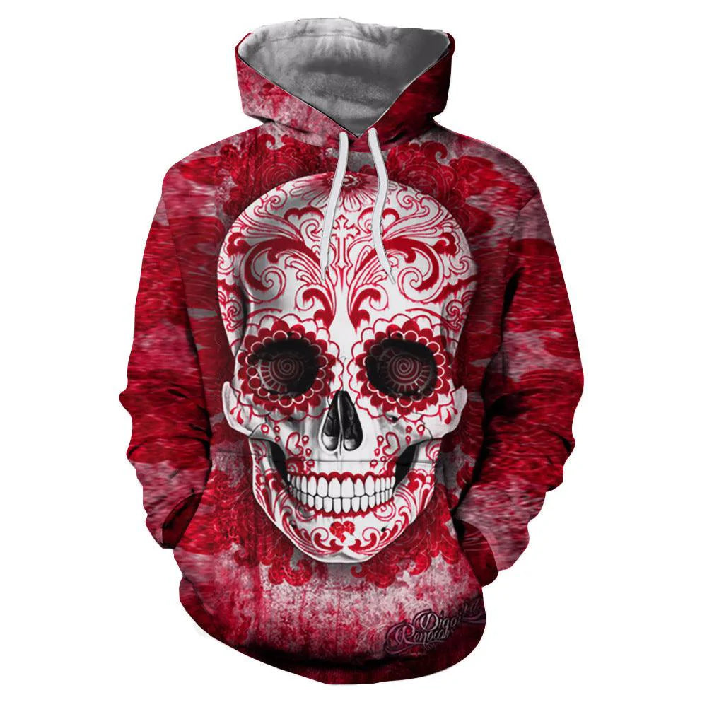 Men And Women 3D Skull Print Hooded Sweatshirt - melvincucci