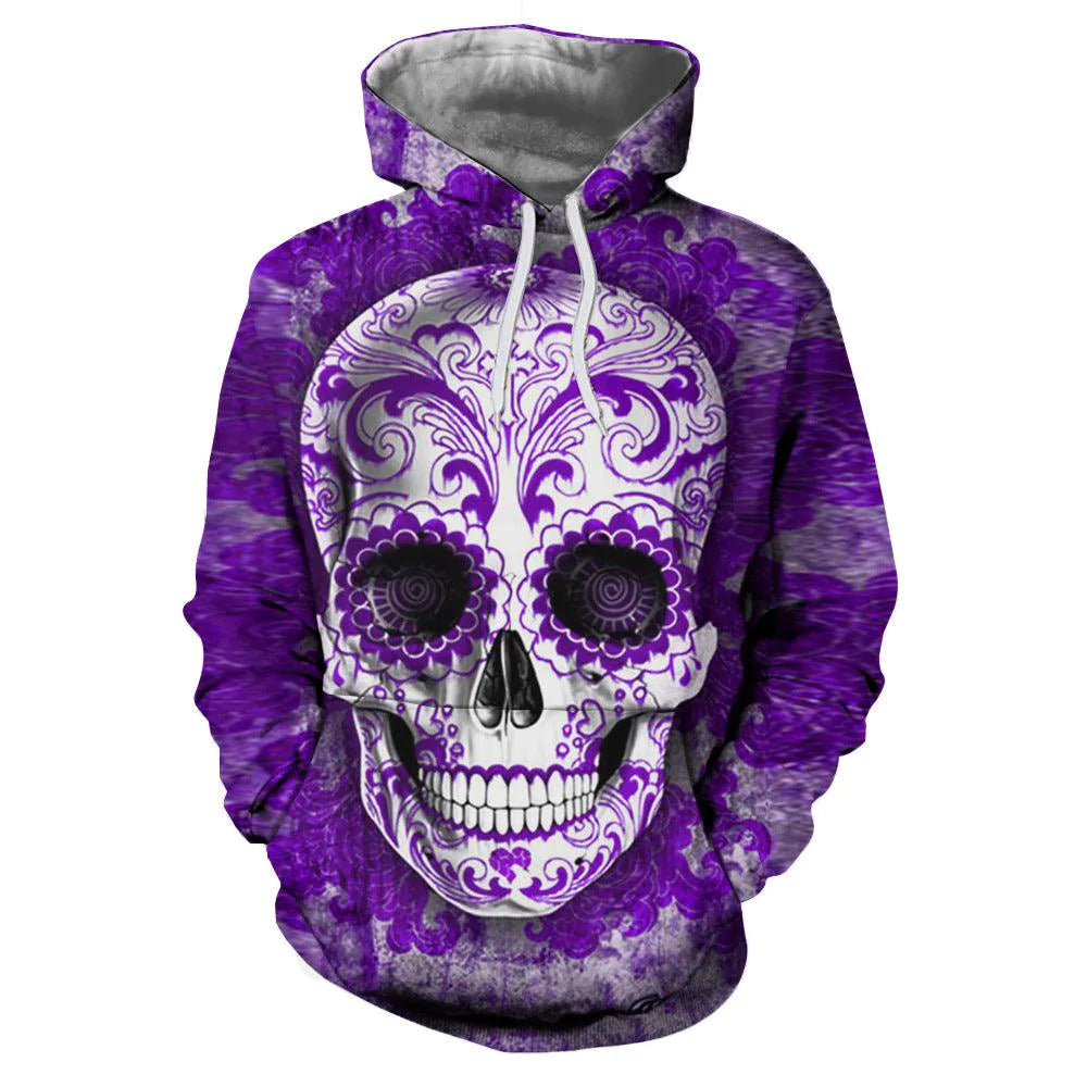 Men And Women 3D Skull Print Hooded Sweatshirt - melvincucci
