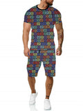 Men And Women Couples Rainbow Letters Short Sleeved Shorts Suit - melvincucci