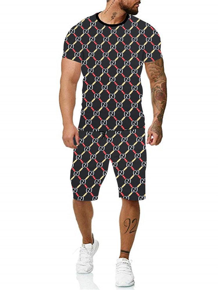 Men And Women Couples Rainbow Letters Short Sleeved Shorts Suit - melvincucci