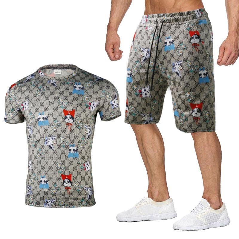 Men And Women Couples Rainbow Letters Short Sleeved Shorts Suit - melvincucci