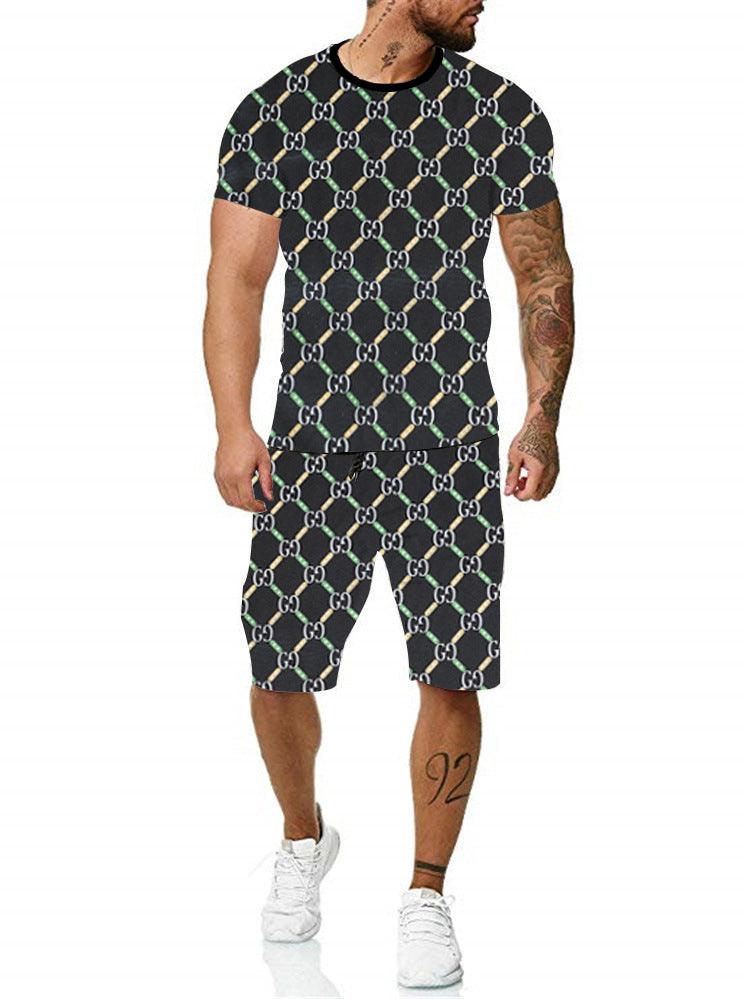 Men And Women Couples Rainbow Letters Short Sleeved Shorts Suit - melvincucci