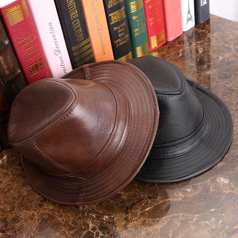 Men And Women Leather Tycoon Jazz Hat - melvincucci