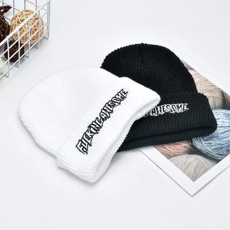 Men and women letter embroidery knitted hat - melvincucci