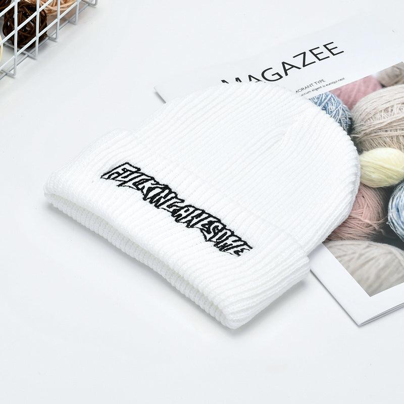 Men and women letter embroidery knitted hat - melvincucci
