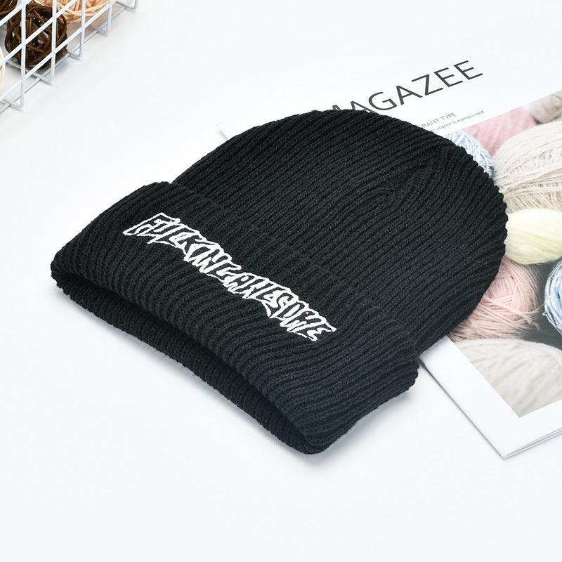 Men and women letter embroidery knitted hat - melvincucci