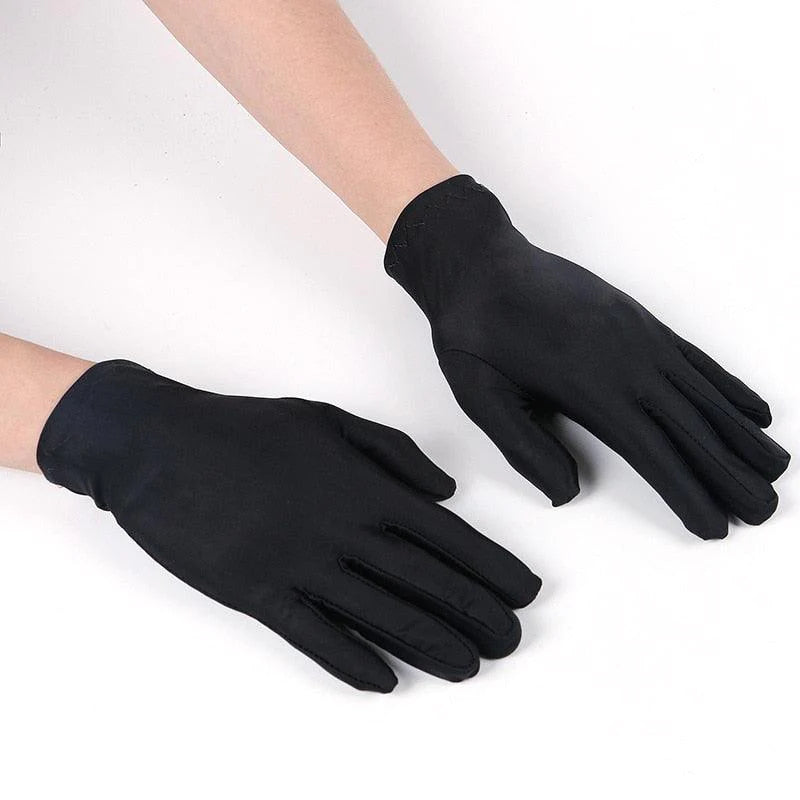 Men and women spandex sunscreen gloves thin summer black white etiquette gloves spring and autumn spandex elastic gloves - melvincucci