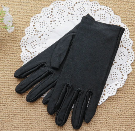 Men and women spandex sunscreen gloves thin summer black white etiquette gloves spring and autumn spandex elastic gloves - melvincucci