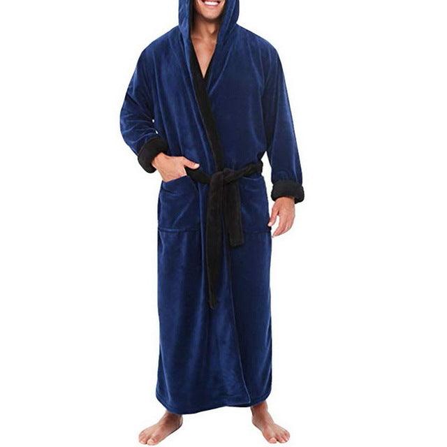 Men BathRobe Flannel Hooded Thick Casual Winter - melvincucci