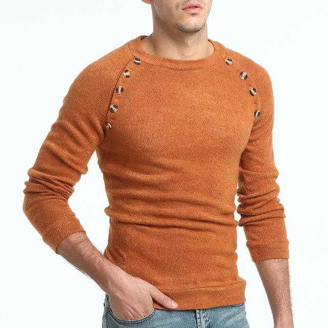 Men Button Splicing Sweater - melvincucci