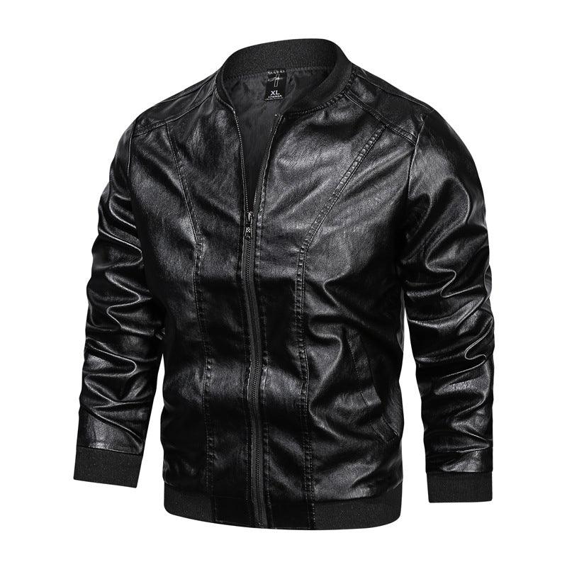 Men Casual Leather Jacket Zipper Leather - melvincucci
