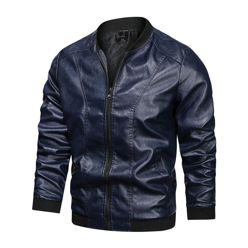 Men Casual Leather Jacket Zipper Leather - melvincucci