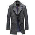 Men Casual Woolen Coat With Scarf - melvincucci