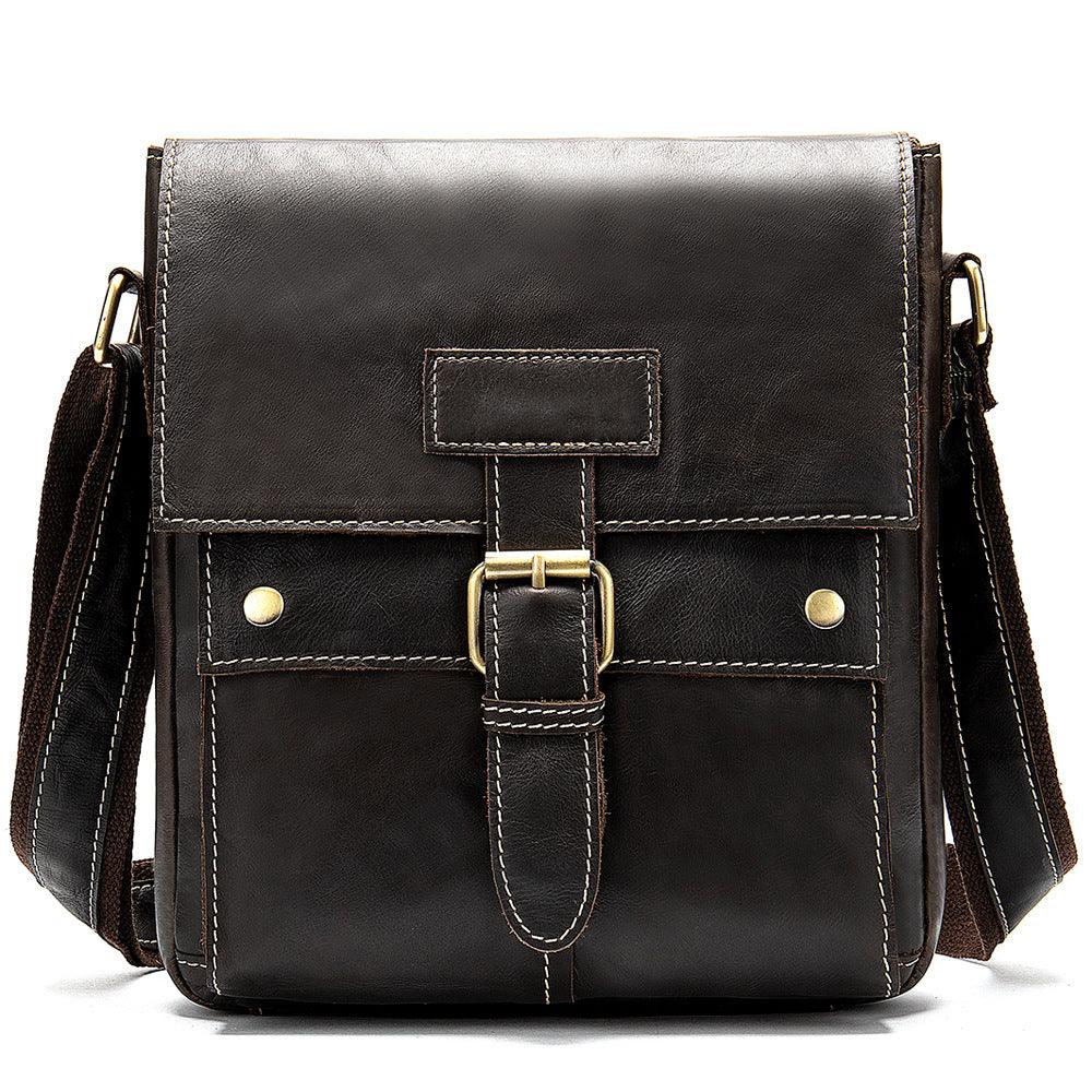Men Genuine Leather Casual Crossbody Bag Cowhide Shoulder Bag School Backpack - melvincucci