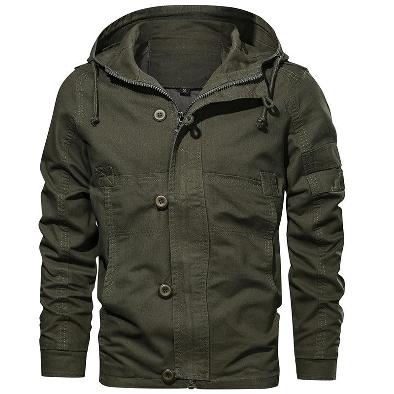 Men Jacket Hooded Solid Men Coats Zipper And Single Breasted Windbreak - melvincucci