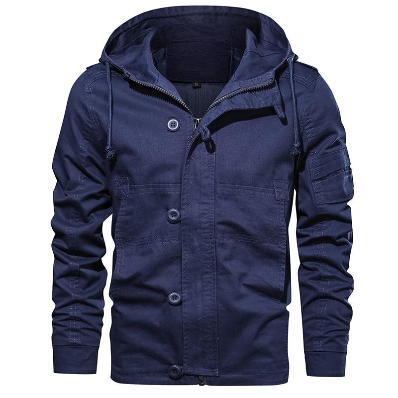 Men Jacket Hooded Solid Men Coats Zipper And Single Breasted Windbreak - melvincucci