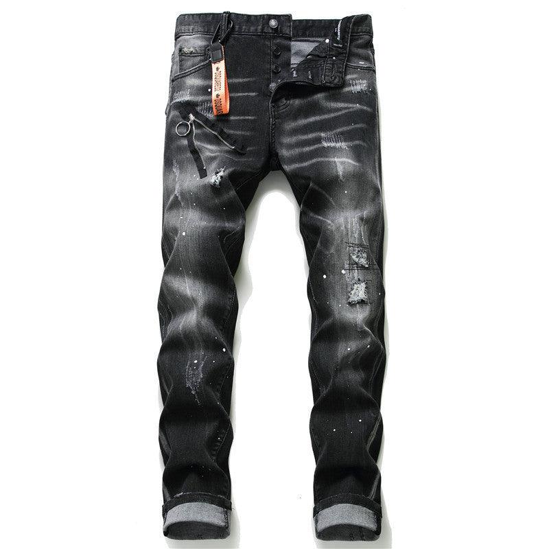 men jeans famous D2 Men slim jeans pants mens denim trousers zipper blue hole Pencil Pants - melvincucci