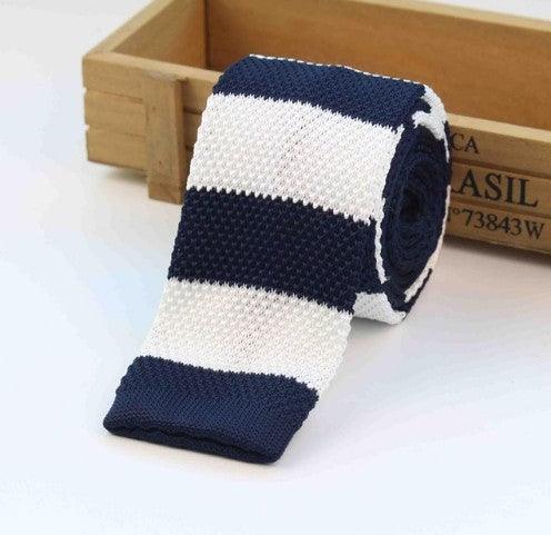 Men Knitted Knit Leisure Striped Ties Fashion Skinny Narrow Slim Neck Ties For Men Skinny Woven Designer Cravat - melvincucci