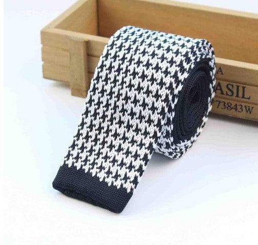 Men Knitted Knit Leisure Striped Ties Fashion Skinny Narrow Slim Neck Ties For Men Skinny Woven Designer Cravat - melvincucci