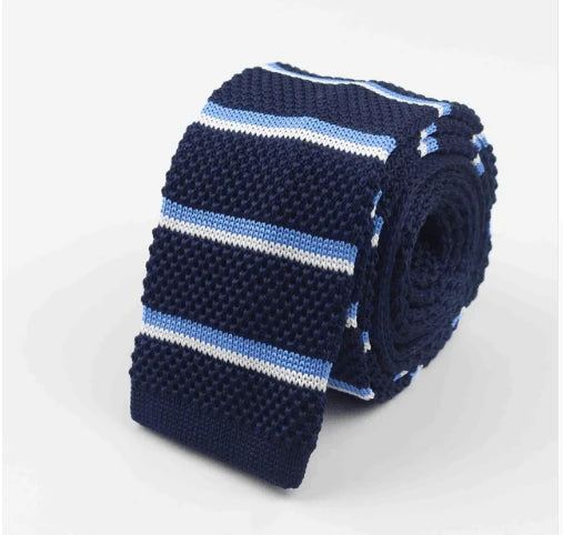 Men Knitted Knit Leisure Striped Ties Fashion Skinny Narrow Slim Neck Ties For Men Skinny Woven Designer Cravat - melvincucci