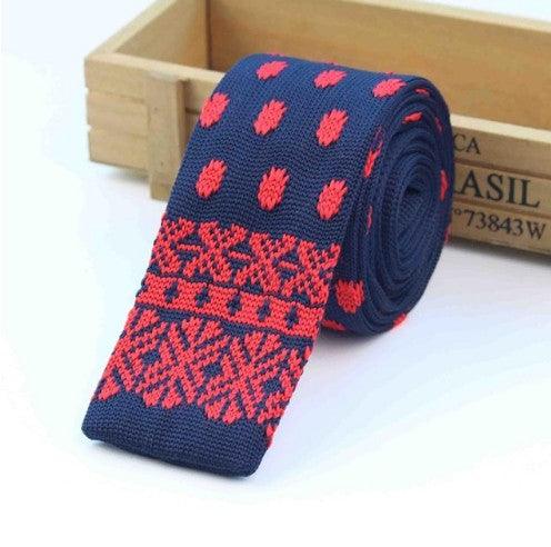 Men Knitted Knit Leisure Striped Ties Fashion Skinny Narrow Slim Neck Ties For Men Skinny Woven Designer Cravat - melvincucci