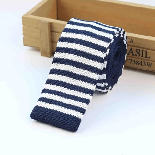 Men Knitted Knit Leisure Striped Ties Fashion Skinny Narrow Slim Neck Ties For Men Skinny Woven Designer Cravat - melvincucci