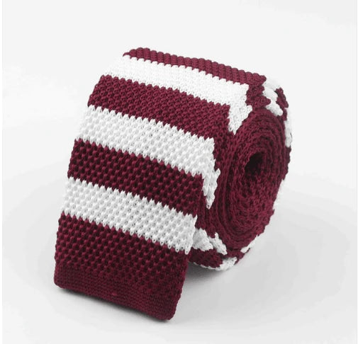 Men Knitted Knit Leisure Striped Ties Fashion Skinny Narrow Slim Neck Ties For Men Skinny Woven Designer Cravat - melvincucci