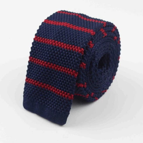 Men Knitted Knit Leisure Striped Ties Fashion Skinny Narrow Slim Neck Ties For Men Skinny Woven Designer Cravat - melvincucci