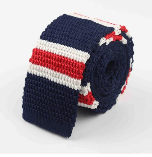 Men Knitted Knit Leisure Striped Ties Fashion Skinny Narrow Slim Neck Ties For Men Skinny Woven Designer Cravat - melvincucci