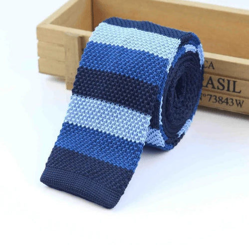 Men Knitted Knit Leisure Striped Ties Fashion Skinny Narrow Slim Neck Ties For Men Skinny Woven Designer Cravat - melvincucci