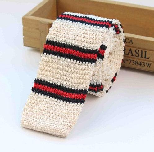 Men Knitted Knit Leisure Striped Ties Fashion Skinny Narrow Slim Neck Ties For Men Skinny Woven Designer Cravat - melvincucci