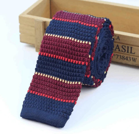 Men Knitted Knit Leisure Striped Ties Fashion Skinny Narrow Slim Neck Ties For Men Skinny Woven Designer Cravat - melvincucci