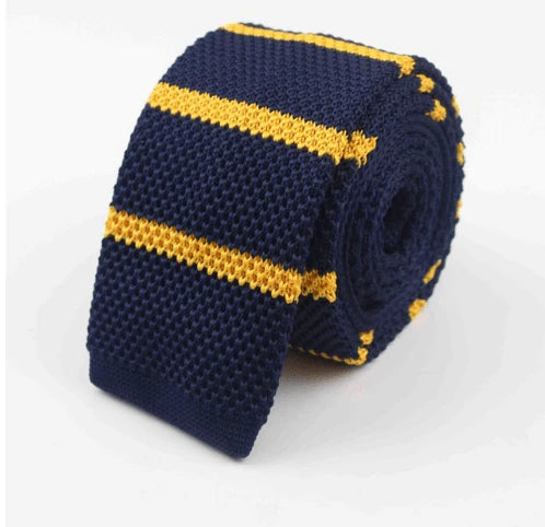 Men Knitted Knit Leisure Striped Ties Fashion Skinny Narrow Slim Neck Ties For Men Skinny Woven Designer Cravat - melvincucci