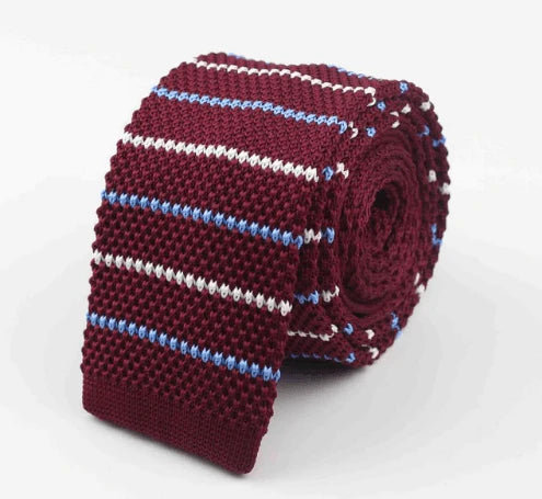 Men Knitted Knit Leisure Striped Ties Fashion Skinny Narrow Slim Neck Ties For Men Skinny Woven Designer Cravat - melvincucci