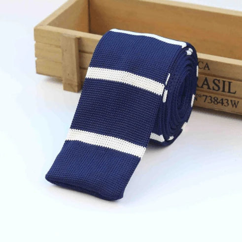 Men Knitted Knit Leisure Striped Ties Fashion Skinny Narrow Slim Neck Ties For Men Skinny Woven Designer Cravat - melvincucci