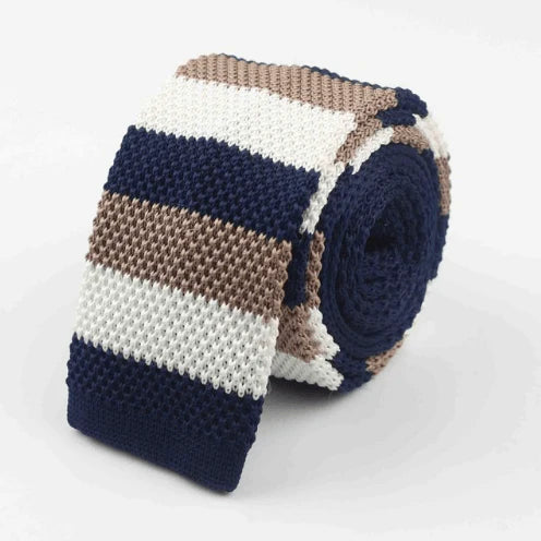 Men Knitted Knit Leisure Striped Ties Fashion Skinny Narrow Slim Neck Ties For Men Skinny Woven Designer Cravat - melvincucci