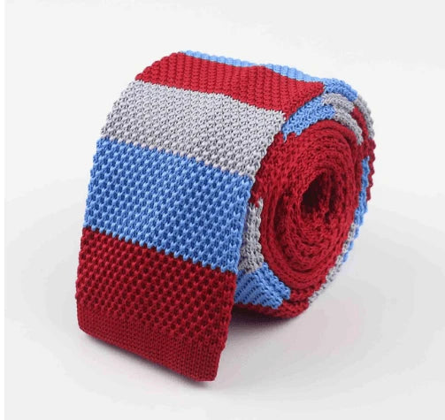 Men Knitted Knit Leisure Striped Ties Fashion Skinny Narrow Slim Neck Ties For Men Skinny Woven Designer Cravat - melvincucci