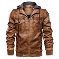 Men Leather Jacket Hooded Men Leather Men Coats Male Motorcycle Outwear - melvincucci