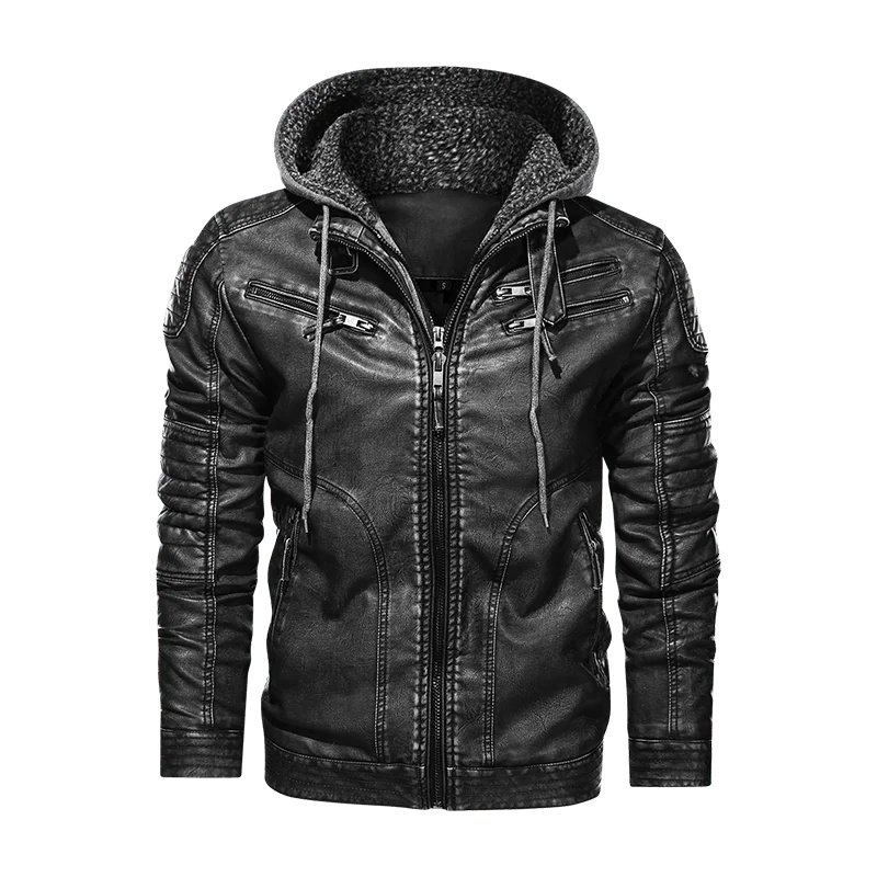 Men Leather Jacket Motor And Biker Hooded Men Leather Jackets - melvincucci