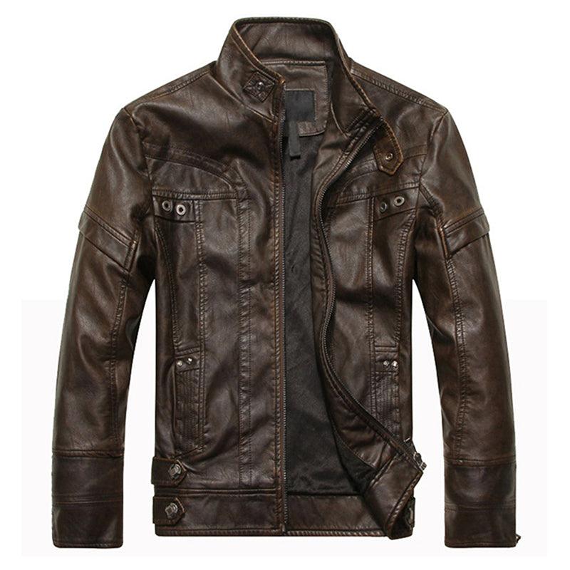 Men Leather Jackets Motorcycle PU Jacket Male Autumn Casual Leather Slim Fit Coats - melvincucci