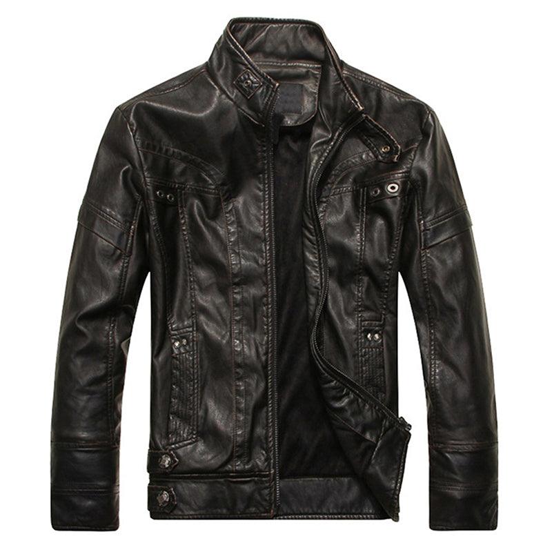 Men Leather Jackets Motorcycle PU Jacket Male Autumn Casual Leather Slim Fit Coats - melvincucci