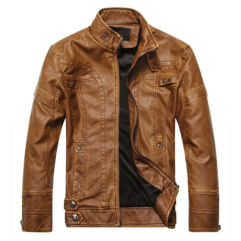 Men Leather Jackets Motorcycle PU Jacket Male Autumn Casual Leather Slim Fit Coats - melvincucci