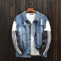 Men Loose Stitching Casual Long-Sleeved Lapel Denim Jacket - melvincucci