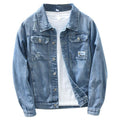 Men Multi-Pocket Long-Sleeved Lapel Tooling Ripped Denim Jacket - melvincucci