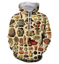 Men Mushroom Head Printed Loose Hooded Sweatshirt - melvincucci